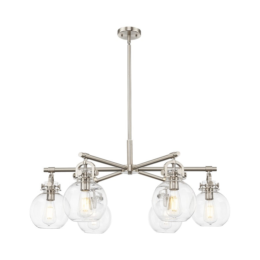 Innovations NS 6Lt 26" Stem Arched Chandelier, SN/CL - 410-6CR-SN-G410-7CL