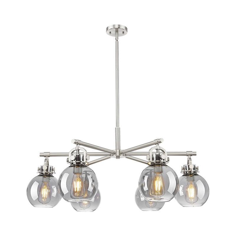 Innovations NS 6Lt 26" Stem Arch Chandelier, SN/SM - 410-6CR-SN-G410-7SM