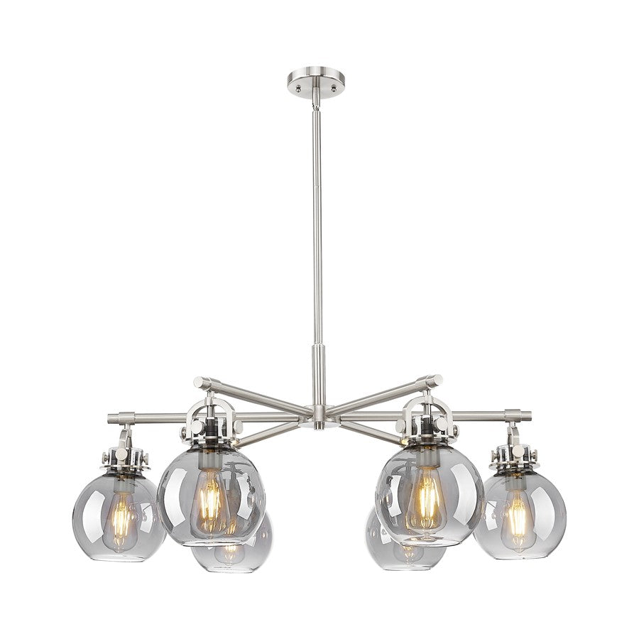 Innovations NS 6Lt 26" Stem Arch Chandelier, SN/SM - 410-6CR-SN-G410-7SM