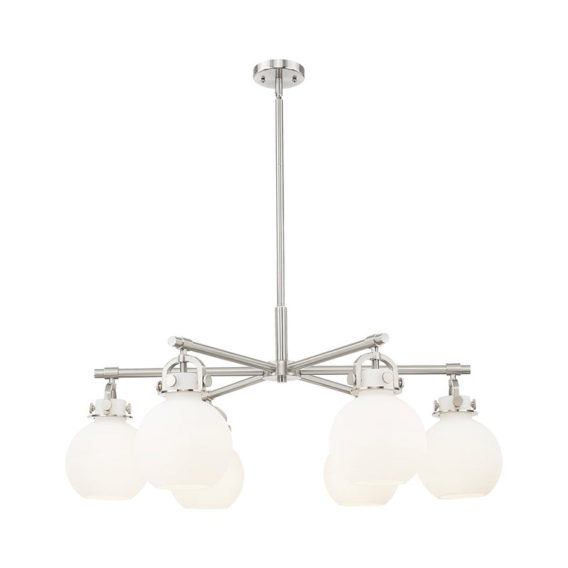 Innovations NS 6Lt 26" Stem Arched Chandelier, SN/WH - 410-6CR-SN-G410-7WH