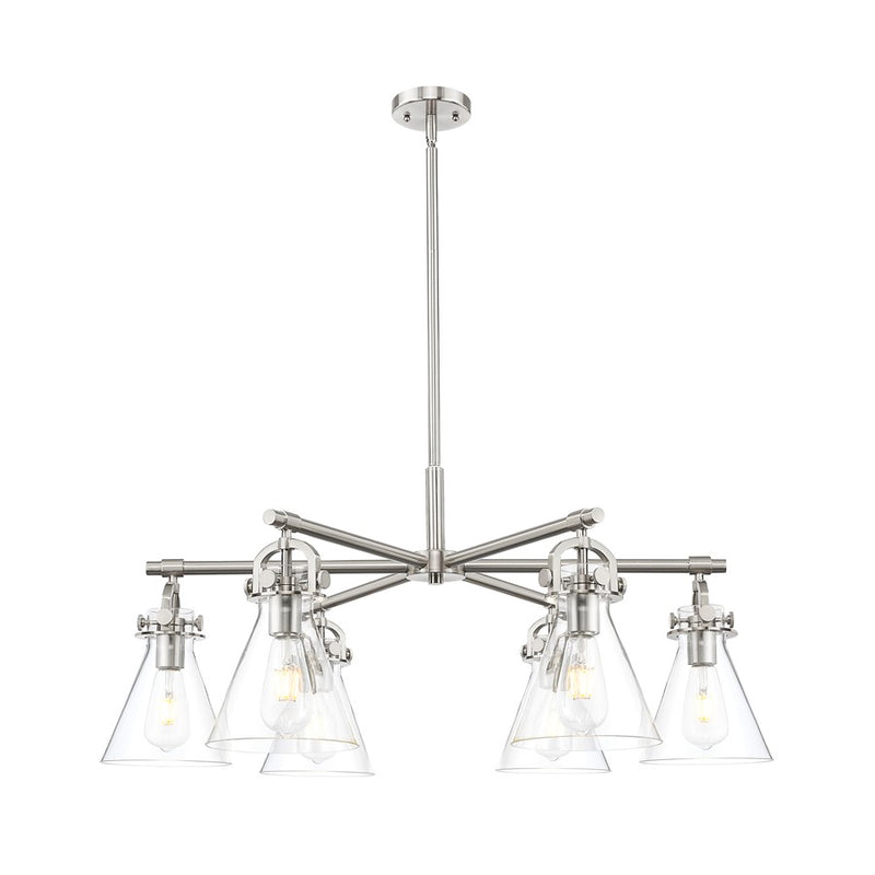 Innovations NC 6Lt 26" Stem Arch Chandelier, SN/CL - 410-6CR-SN-G411-7CL