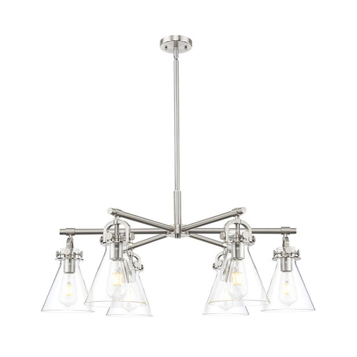 Innovations NC 6Lt 26" Stem Arch Chandelier, SN/CL - 410-6CR-SN-G411-7CL