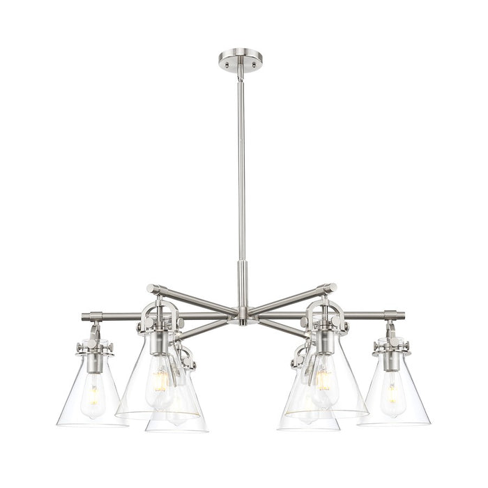 Innovations NC 6Lt 26" Stem Arch Chandelier, SN/CL - 410-6CR-SN-G411-7CL