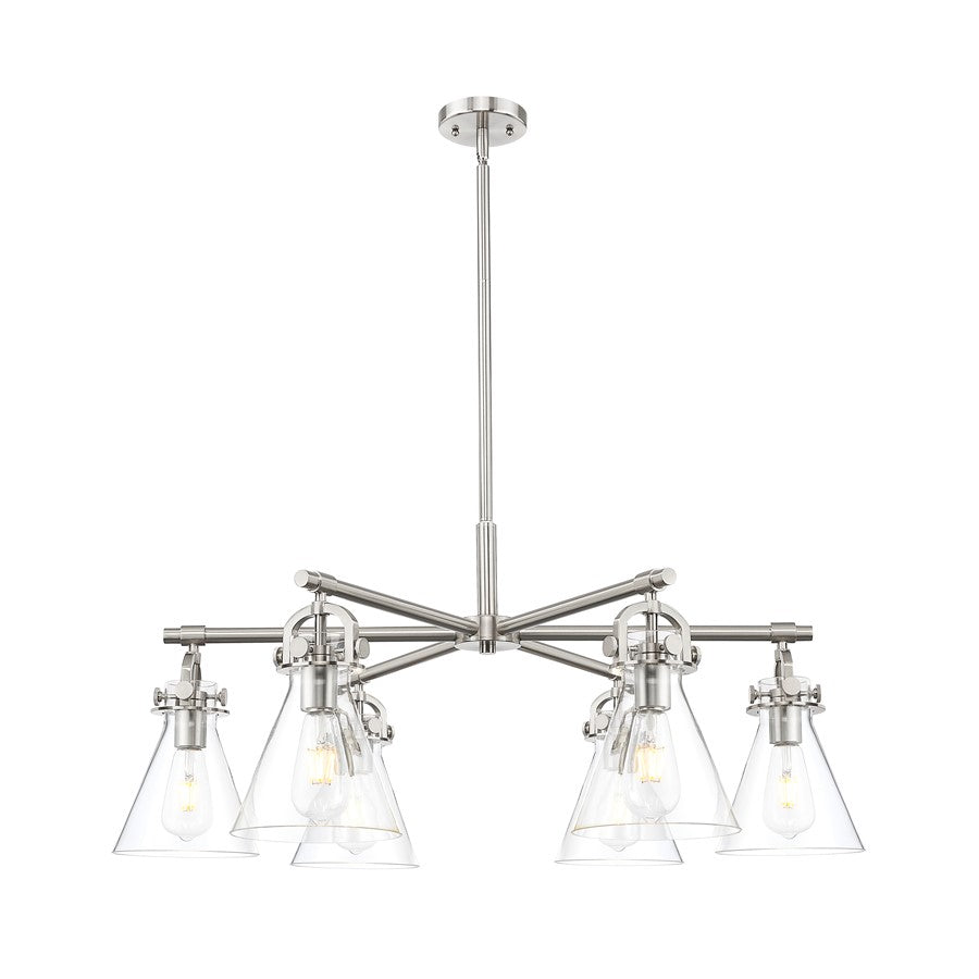 Innovations NC 6Lt 26" Stem Arch Chandelier, SN/CL - 410-6CR-SN-G411-7CL