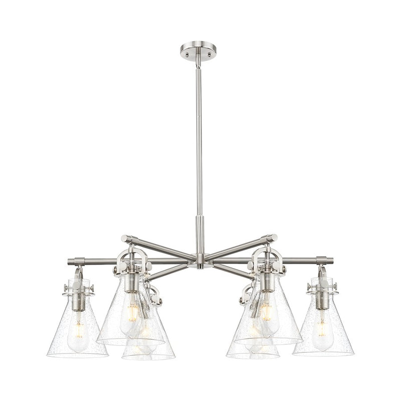 Innovations NC 6Lt 26" Stem Arched Chandelier, SN/Seed - 410-6CR-SN-G411-7SDY