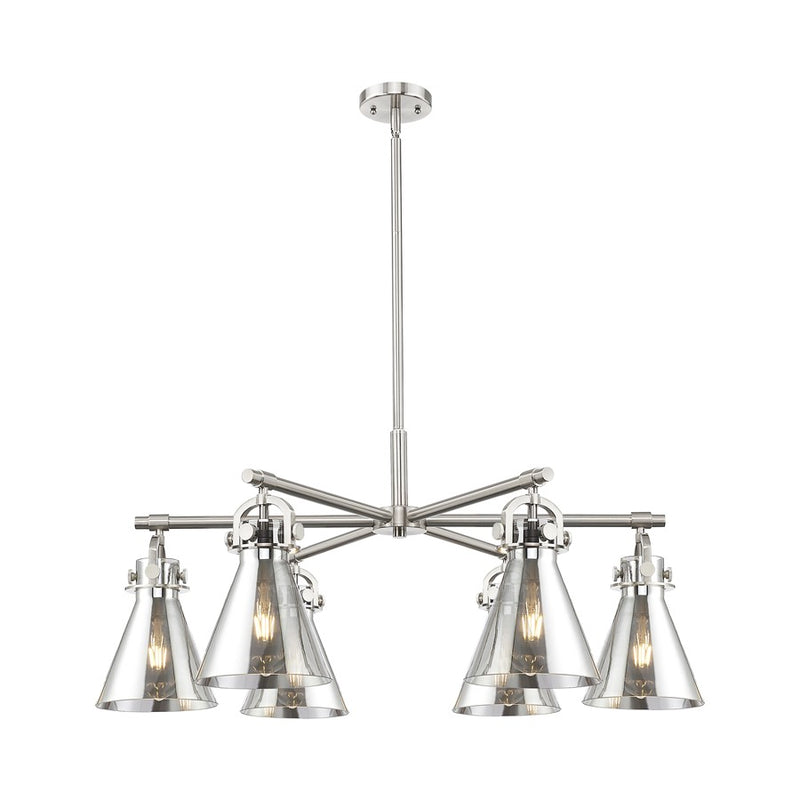 Innovations NC 6Lt 26" Stem Arched Chandelier, SN/SM - 410-6CR-SN-G411-7SM