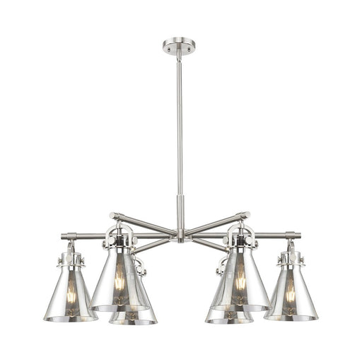 Innovations NC 6Lt 26" Stem Arched Chandelier, SN/SM - 410-6CR-SN-G411-7SM