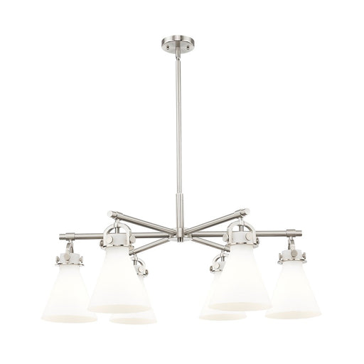 Innovations NC 6Lt 26" Stem Arch Chandelier, SN/WH - 410-6CR-SN-G411-7WH