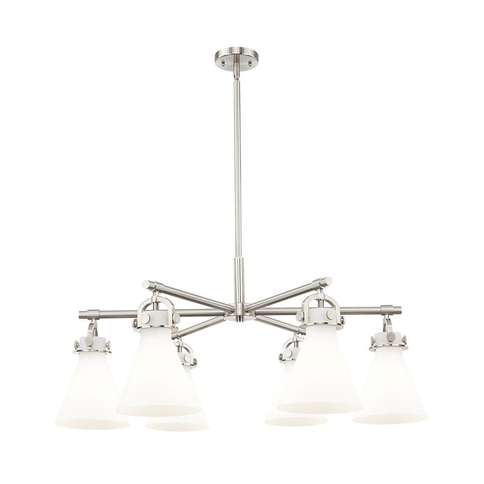 Innovations NC 6Lt 26" Stem Arch Chandelier, SN/WH - 410-6CR-SN-G411-7WH