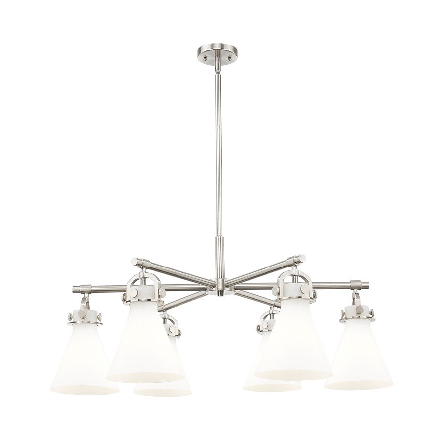 Innovations NC 6Lt 26" Stem Arch Chandelier, SN/WH - 410-6CR-SN-G411-7WH