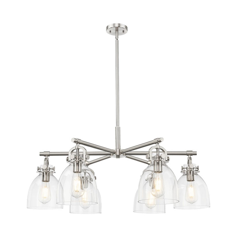 Innovations NB 6Lt 26" Stem Arched Chandelier, SN/CL - 410-6CR-SN-G412-7CL
