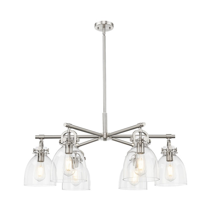 Innovations NB 6Lt 26" Stem Arched Chandelier, SN/CL - 410-6CR-SN-G412-7CL