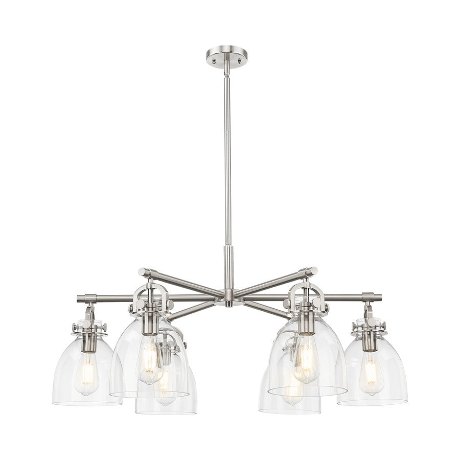 Innovations NB 6Lt 26" Stem Arched Chandelier, SN/CL - 410-6CR-SN-G412-7CL