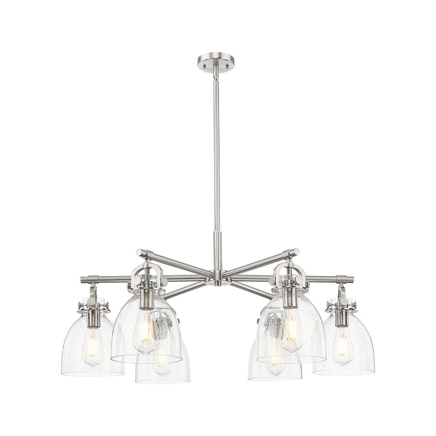Innovations NB 6Lt 26" Stem Arch Chandelier, SN/SD - 410-6CR-SN-G412-7SDY