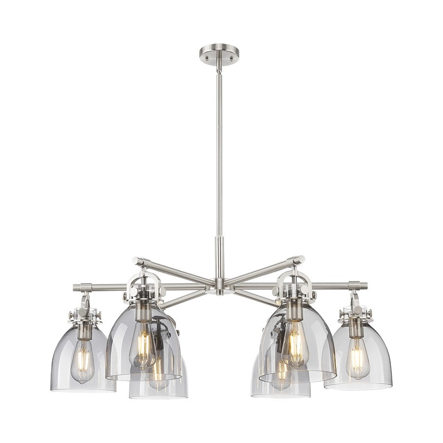 Innovations NB 6Lt 26" Stem Arch Chandelier, SN/SM - 410-6CR-SN-G412-7SM