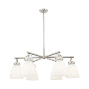 Innovations NB 6Lt 26" Stem Arched Chandelier, SN/WH - 410-6CR-SN-G412-7WH