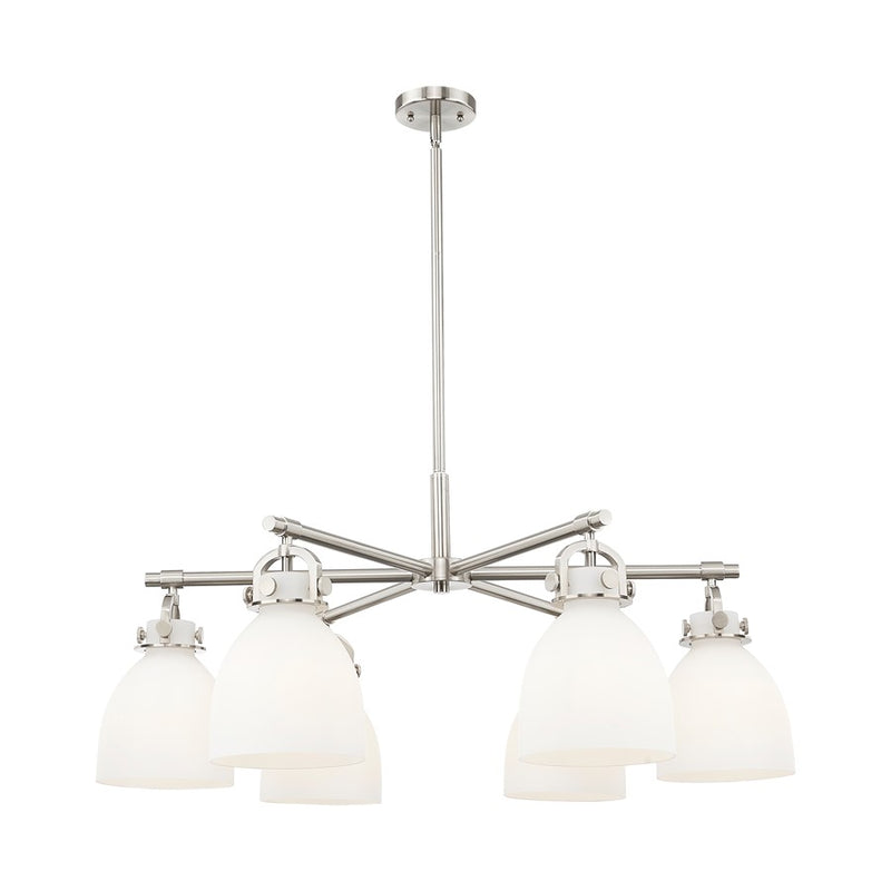 Innovations NB 6Lt 26" Stem Arched Chandelier, SN/WH - 410-6CR-SN-G412-7WH