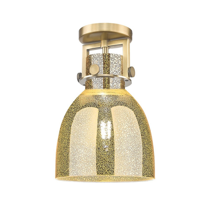Innovations Newton Bell 1Lt 8" Flush, Brushed Brass/Mercury - 411-1F-BB-G412-8ME