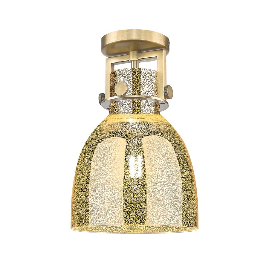 Innovations Newton Bell 1Lt 8" Flush, Brushed Brass/Mercury - 411-1F-BB-G412-8ME
