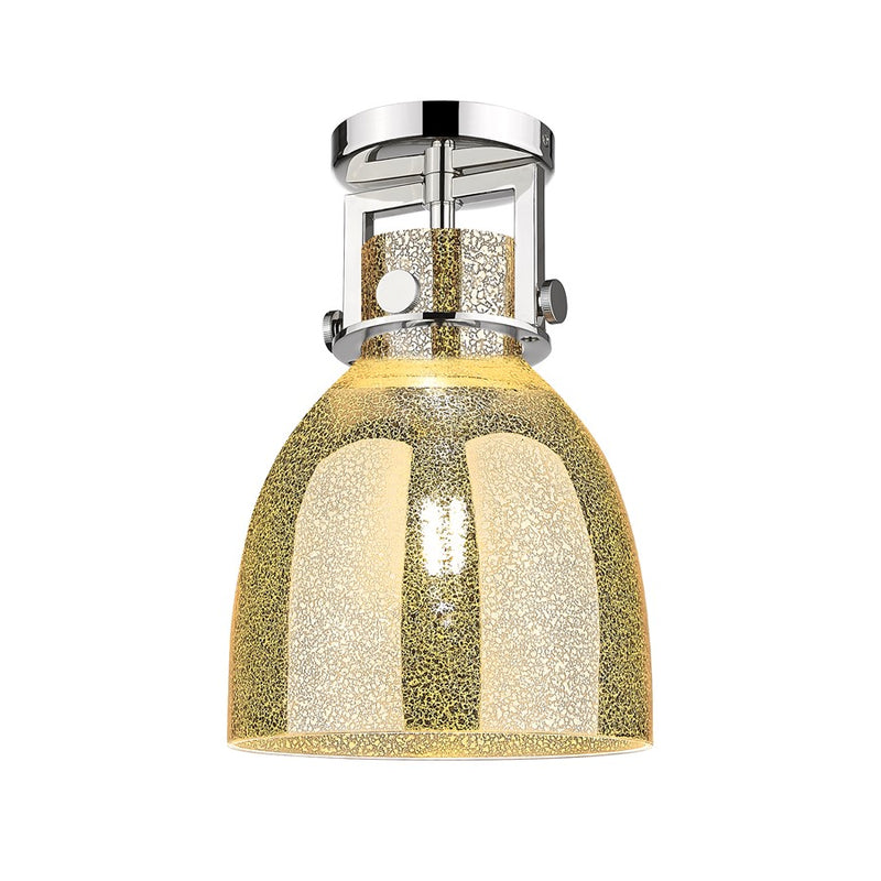 Innovations Newton Bell 1Lt 8" Flush, PN/Mercury - 411-1F-PN-G412-8ME