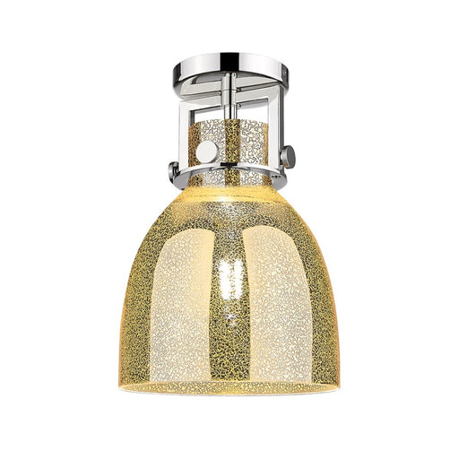 Innovations Newton Bell 1Lt 8" Flush, PN/Mercury - 411-1F-PN-G412-8ME