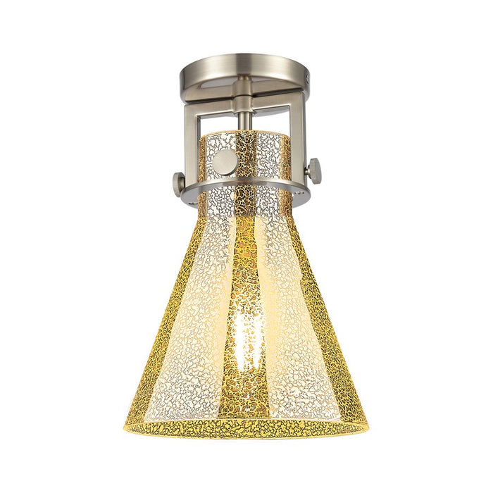 Innovations Newton Cone 1Lt 8" Flush, Satin Nickel/Mercury - 411-1F-SN-G411-8ME