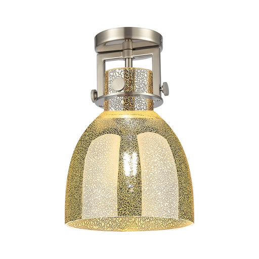 Innovations Newton Bell 1Lt 8" Flush, Satin Nickel/Mercury - 411-1F-SN-G412-8ME