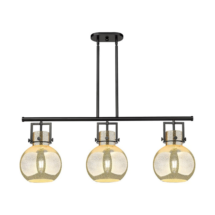 Innovations Newton Sphere 3Lt 42" Stem Island Light, BK/MC - 411-3I-BK-G410-10ME
