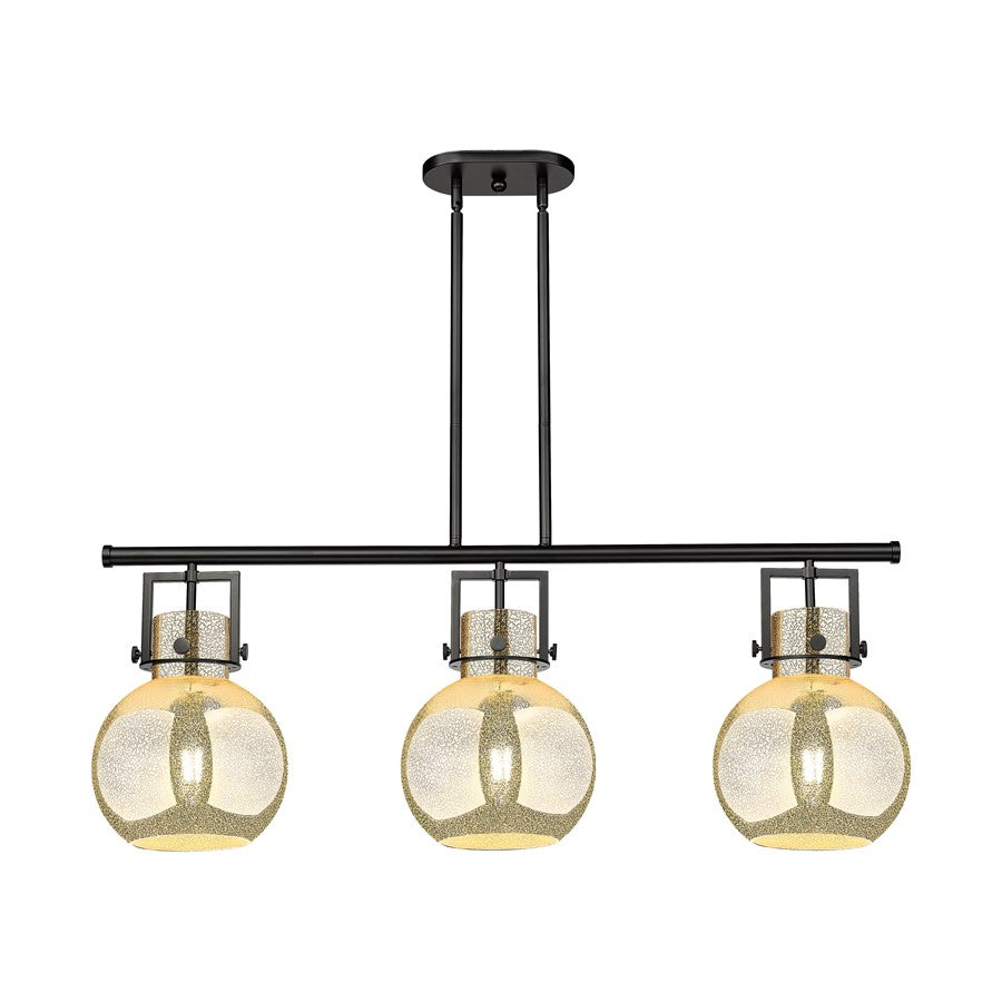 Innovations Newton Sphere 3Lt 42" Stem Island Light, BK/MC - 411-3I-BK-G410-10ME