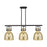Innovations Newton Bell 3Lt 42" Stem Island Light, BK/MC - 411-3I-BK-G412-10ME