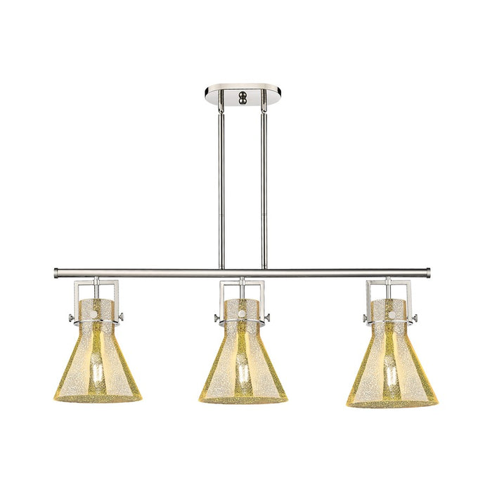Innovations Newton Cone 3Lt 42" Stem Island Light, PN/MC - 411-3I-PN-G411-10ME