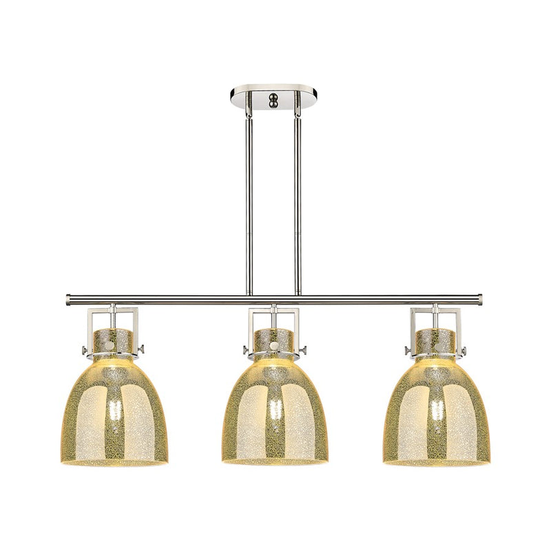 Innovations Newton Bell 3Lt 42" Stem Island Light, PN/MC - 411-3I-PN-G412-10ME