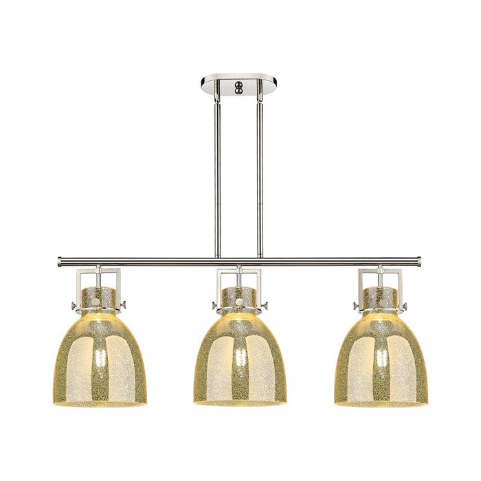 Innovations Newton Bell 3Lt 42" Stem Island Light, PN/MC - 411-3I-PN-G412-10ME