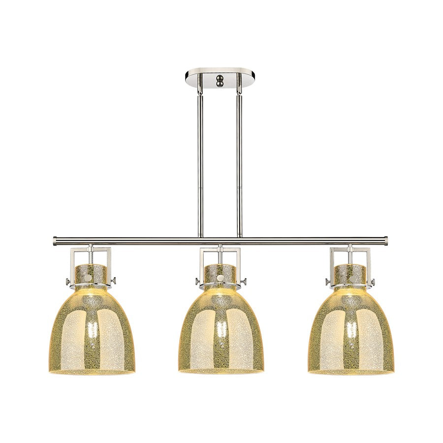 Innovations Newton Bell 3Lt 42" Stem Island Light, PN/MC - 411-3I-PN-G412-10ME
