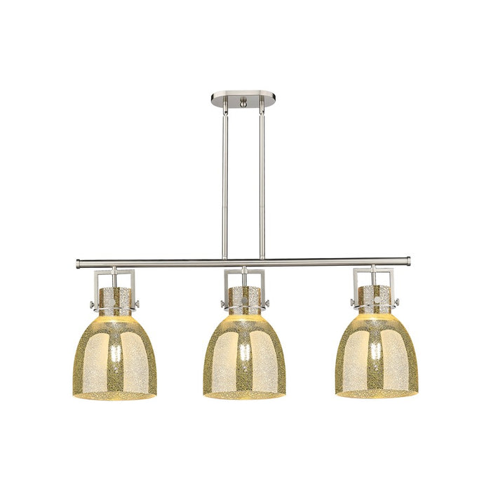 Innovations Newton Bell 3Lt 42" Stem Island Light, SN/MC - 411-3I-SN-G412-10ME