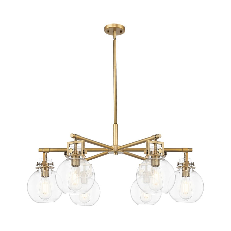 Innovations Newton Sphere 6Lt 26" Stem Chandelier, BB/CL - 411-6CR-BB-G410-7CL
