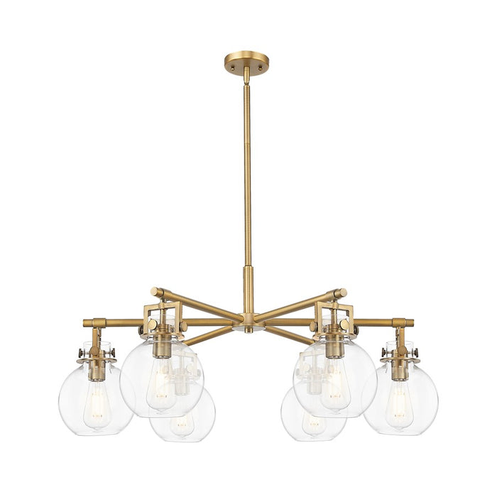 Innovations Newton Sphere 6Lt 26" Stem Chandelier, BB/CL - 411-6CR-BB-G410-7CL