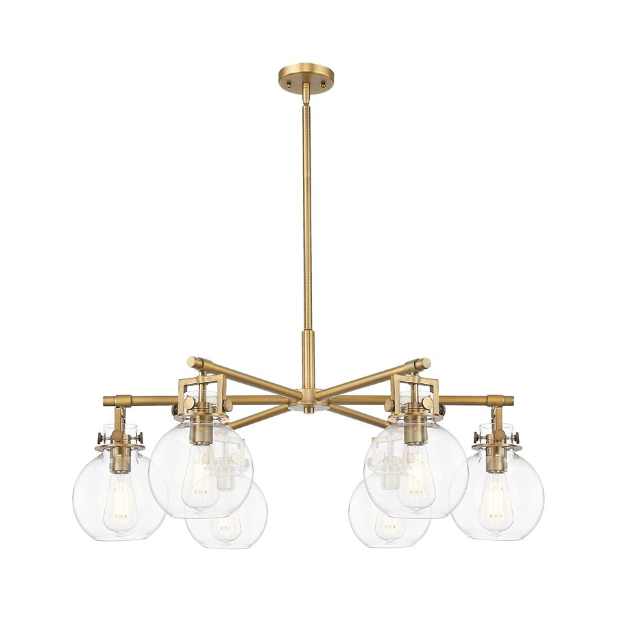 Innovations Newton Sphere 6Lt 26" Stem Chandelier, BB/CL - 411-6CR-BB-G410-7CL