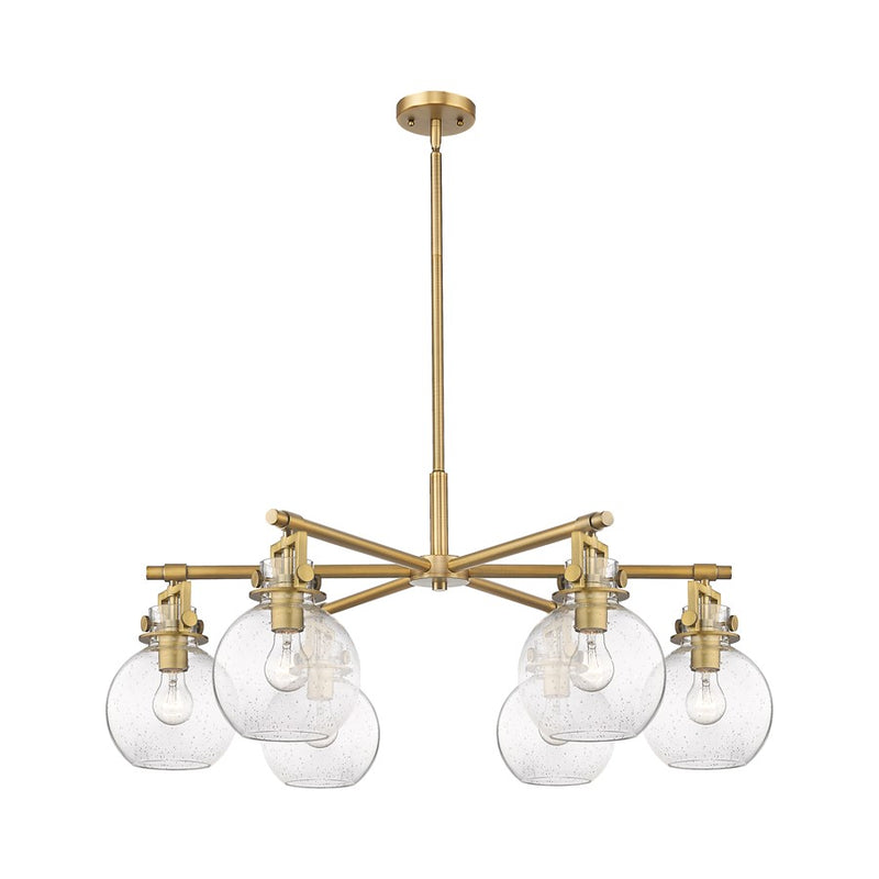 Innovations Newton Sphere 6Lt 26" Stem Chandelier, BB/SD - 411-6CR-BB-G410-7SDY