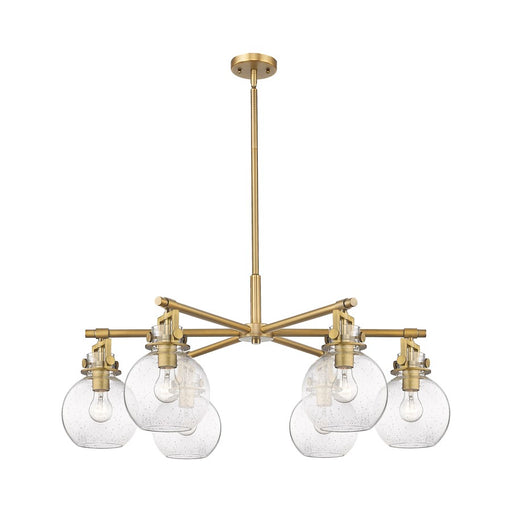 Innovations Newton Sphere 6Lt 26" Stem Chandelier, BB/SD - 411-6CR-BB-G410-7SDY