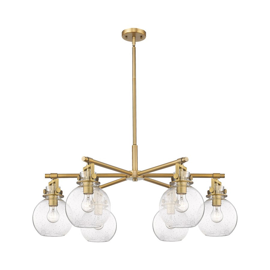 Innovations Newton Sphere 6Lt 26" Stem Chandelier, BB/SD - 411-6CR-BB-G410-7SDY