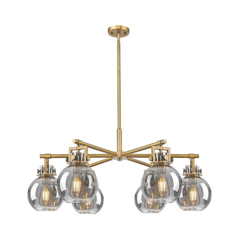 Innovations Newton Sphere 6Lt 26" Stem Chandelier, BB/SM - 411-6CR-BB-G410-7SM