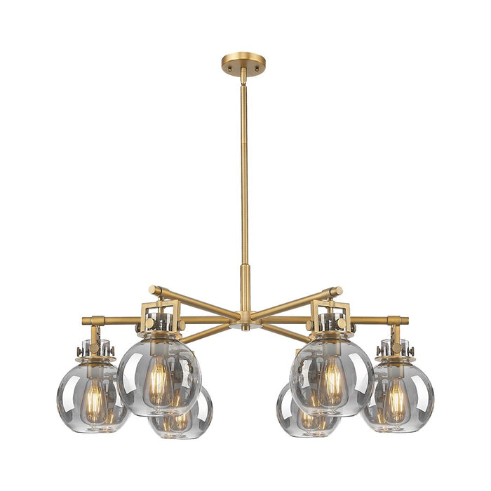 Innovations Newton Sphere 6Lt 26" Stem Chandelier, BB/SM - 411-6CR-BB-G410-7SM