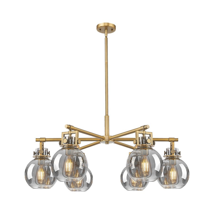 Innovations Newton Sphere 6Lt 26" Stem Chandelier, BB/SM - 411-6CR-BB-G410-7SM