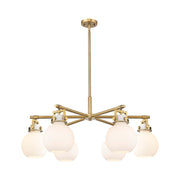 Innovations Newton Sphere 6Lt 26" Stem Chandelier, BB/WH - 411-6CR-BB-G410-7WH