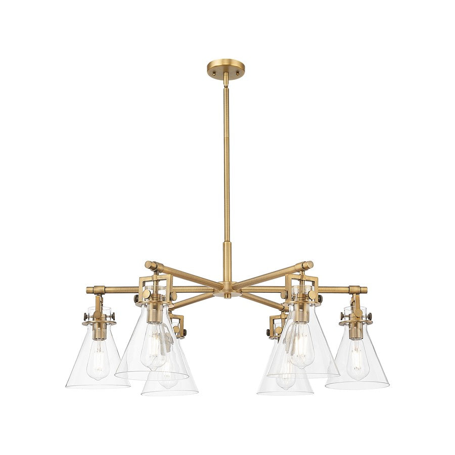 Innovations Newton Cone 6Lt 26" Stem Chandelier, BB/Clear - 411-6CR-BB-G411-7CL
