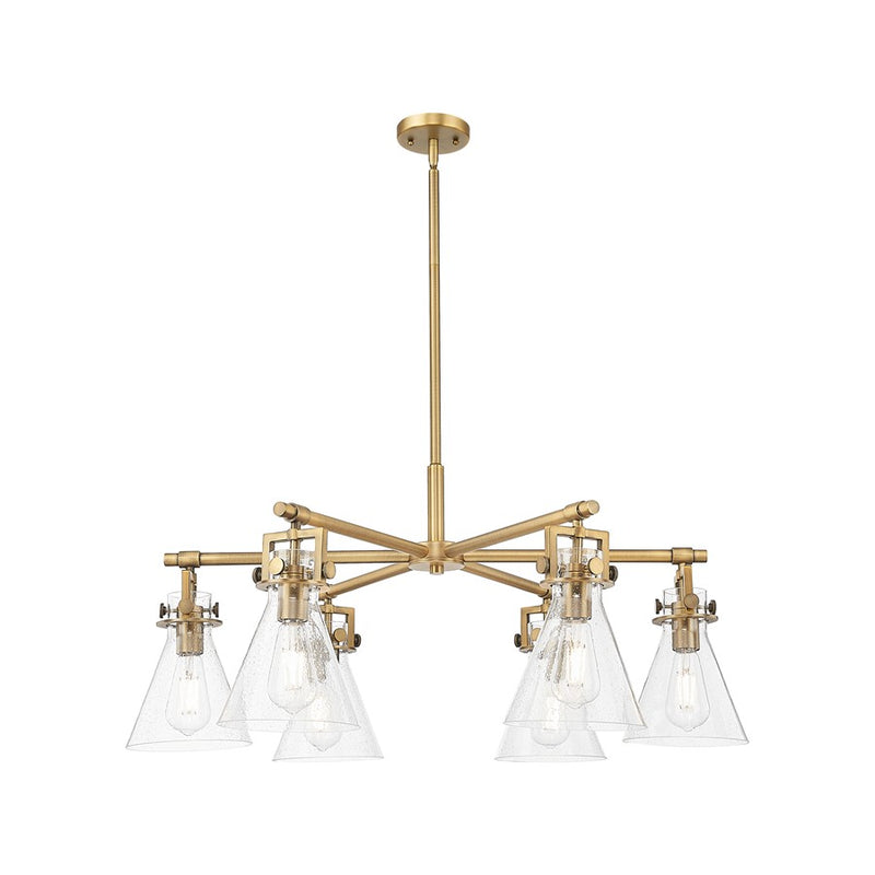 Innovations Newton Cone 6Lt 26" Stem Chandelier, BB/Seed - 411-6CR-BB-G411-7SDY
