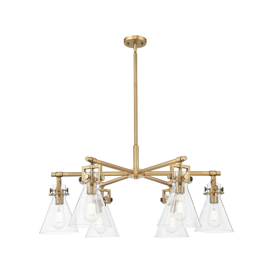 Innovations Newton Cone 6Lt 26" Stem Chandelier, BB/Seed - 411-6CR-BB-G411-7SDY