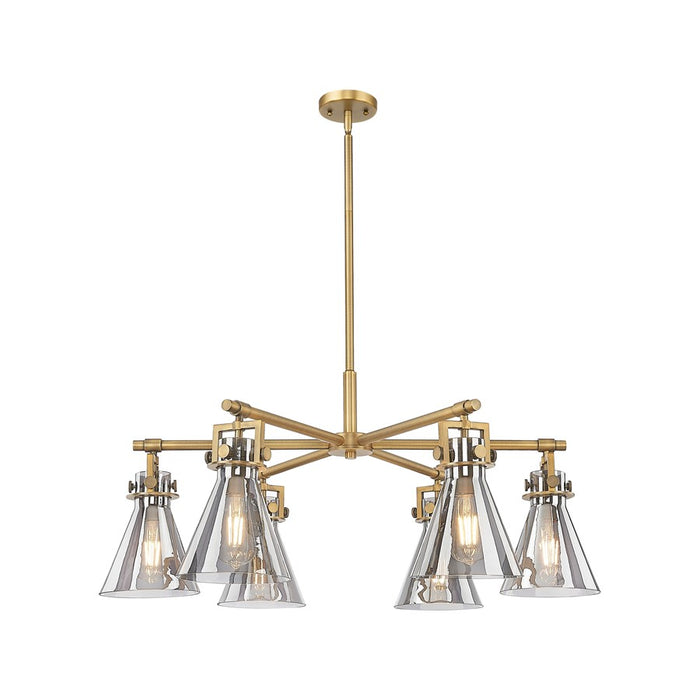 Innovations Newton Cone 6Lt 26" Stem Chandelier, BB/Smoke - 411-6CR-BB-G411-7SM