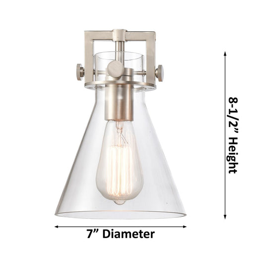 Innovations Newton Cone 6Lt 26" Stem Chandelier, Brushed Brass/Smoke